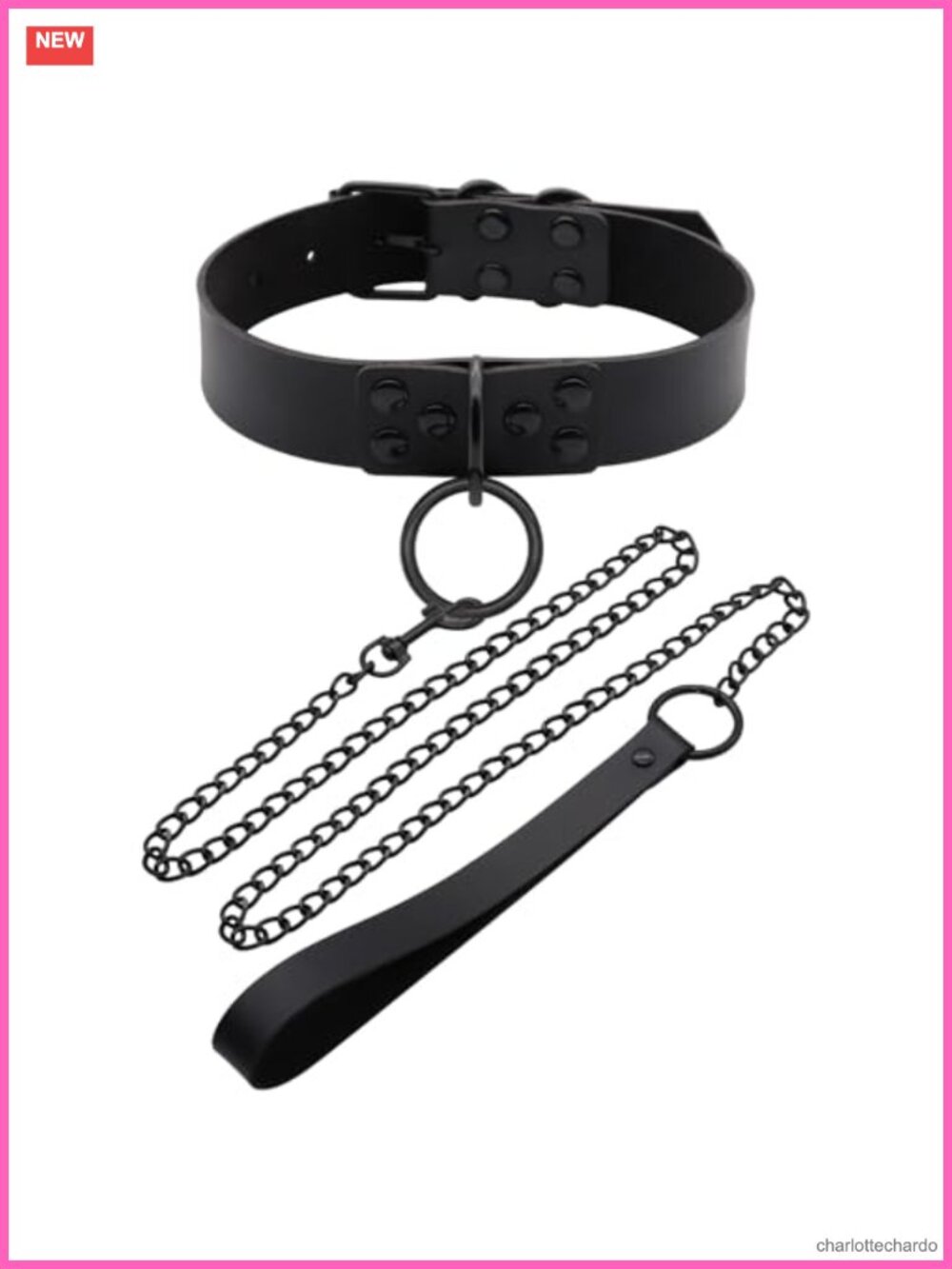 Faux Leather Choker Necklace Goth Punk Collar Chain Adjustable Halloween Cosplay